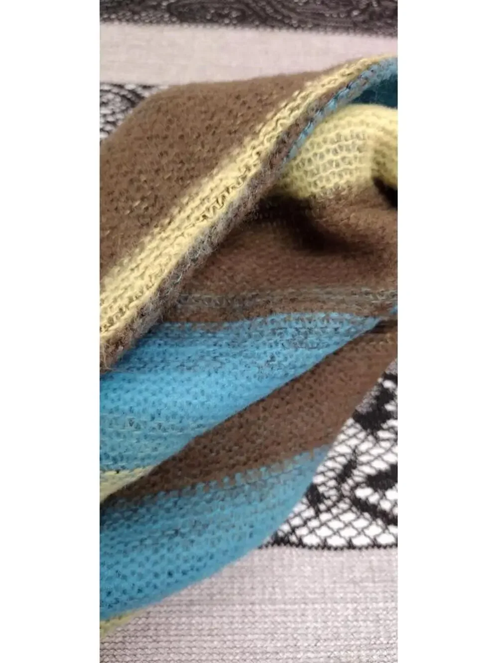 Infitiny Scarf Brown Striped Yellow Sky Blue Acrylic ONE SIZE SCARF Raver Y2K